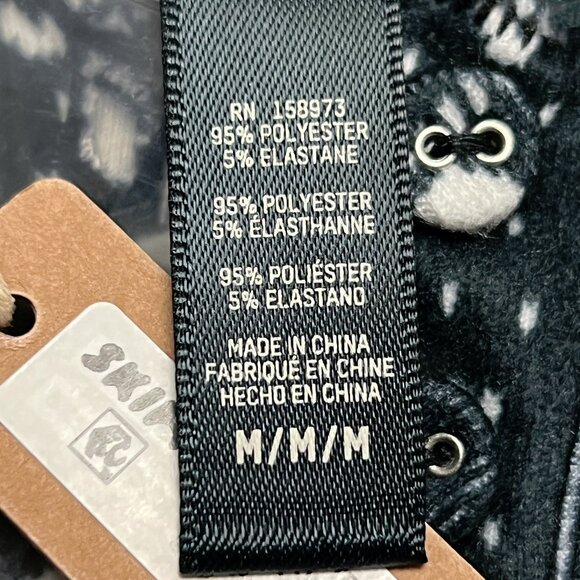 NWT SKIMS LOGO PLUSH POINTELLE LONG SLEEVE HENLEY TOP ONYX FAIR ISLE M NEW - Picture 6 of 10